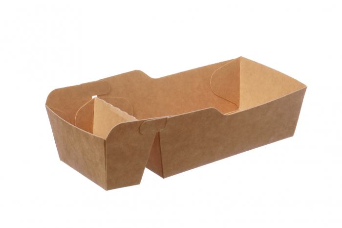 Pommesschale Kraft 2-geteilt braun 15,2 x 6,5 x 4,0cm